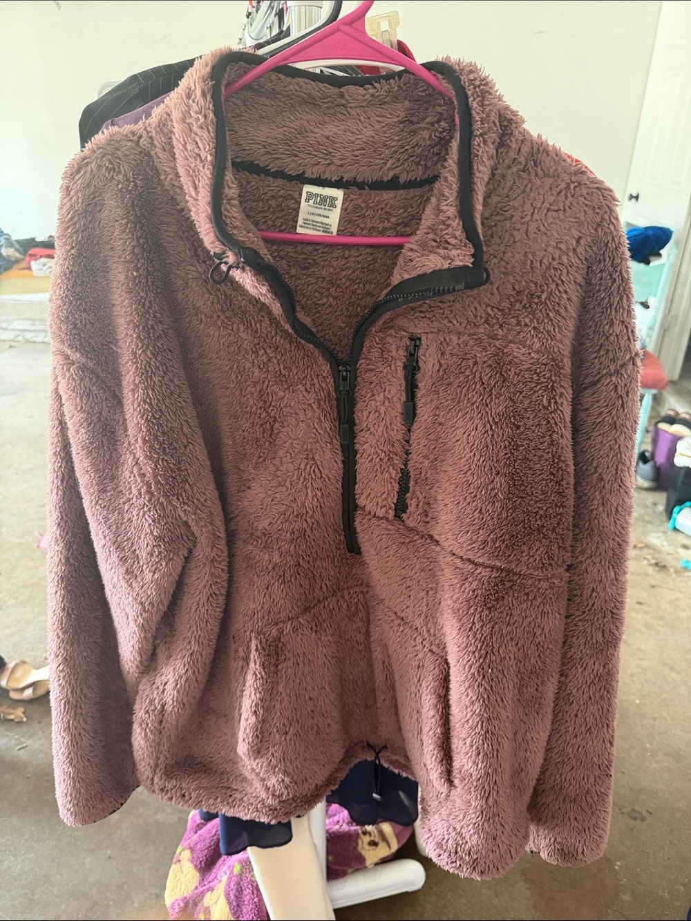 PINK Victoria's Secret Plush Half-Zip Pullover - Dusty Rose
